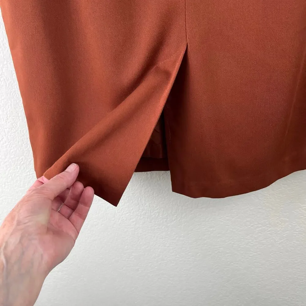 Vintage 90s Briggs New York Brown Knee Length Pleated Career Pencil Skirt NWT 8